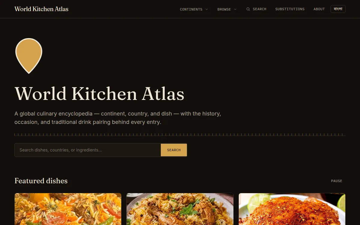 World Kitchen Atlas culinary encyclopedia homepage