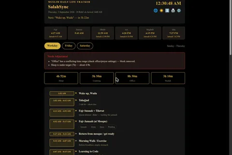 SalahSync daily prayer and routine tracker